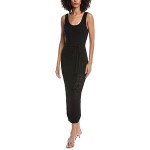 Milly Womens  Pointelle Knit Midi Dress, Black